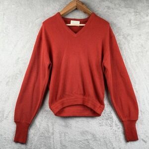 Lord Jeff Orlon V-Neck Sweater Mens M Red Made‎ in USA Grandpa VTG 90s Grunge